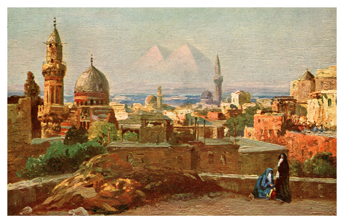 Cairo — Rooftops, Minarets and Distant Pyramids — postcard front