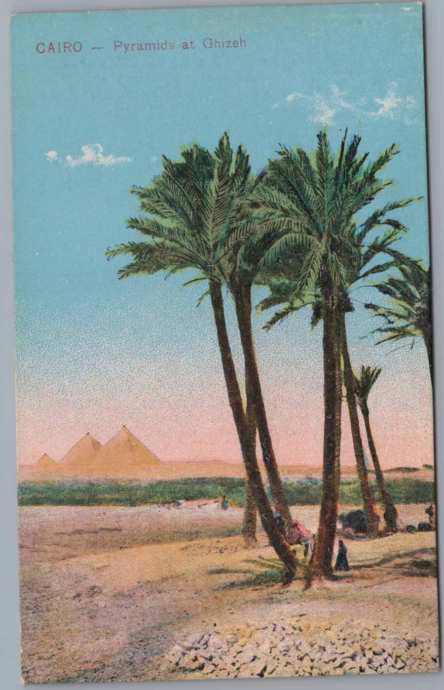 Giza — Palm Trees and Distant Pyramids