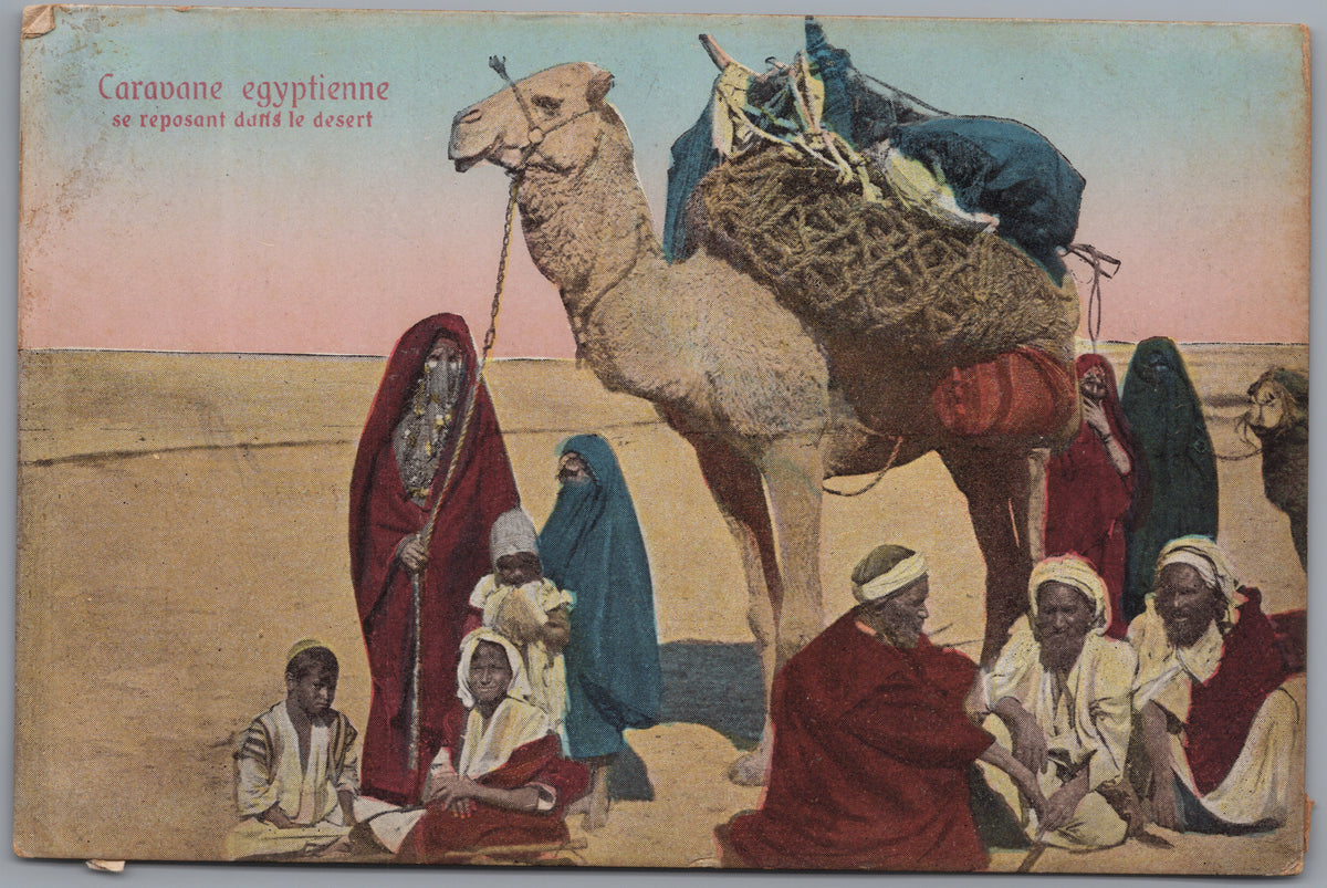 PC01114 | P12 | Egypt — Travellers beside a Loaded Camel — front