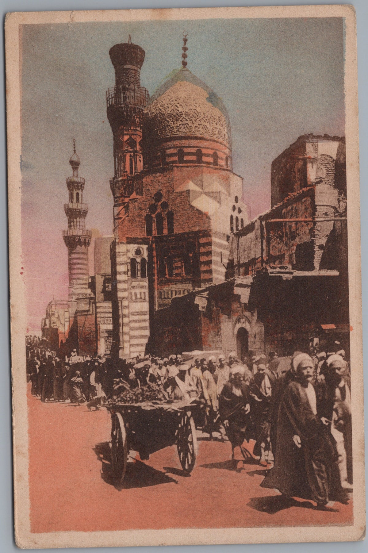 PC01149 | P15 | Cairo — Street Crowd beside a Mosque — front