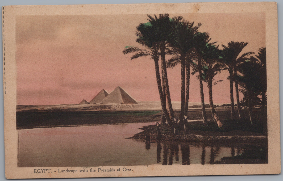 PC01162 | P17 | Giza — Palm Trees and Distant Pyramids — front