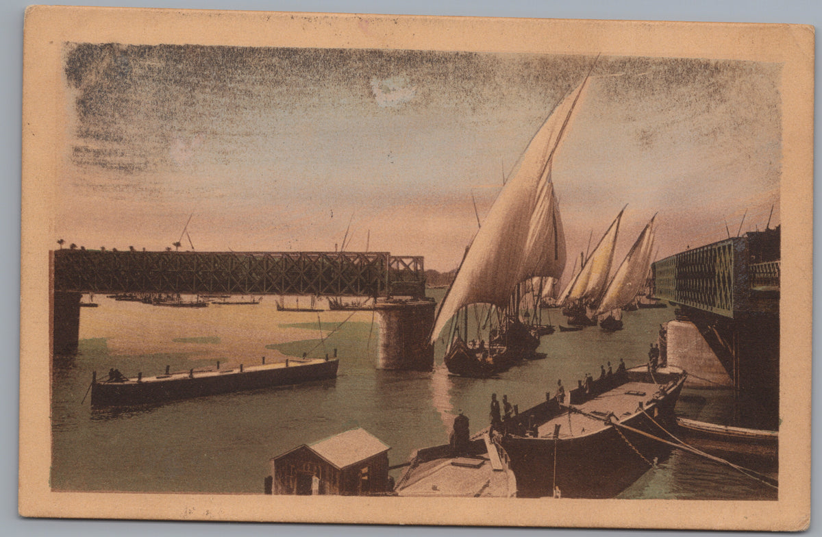 PC01189 | P19 | Egypt — Feluccas beside a River Bridge — front
