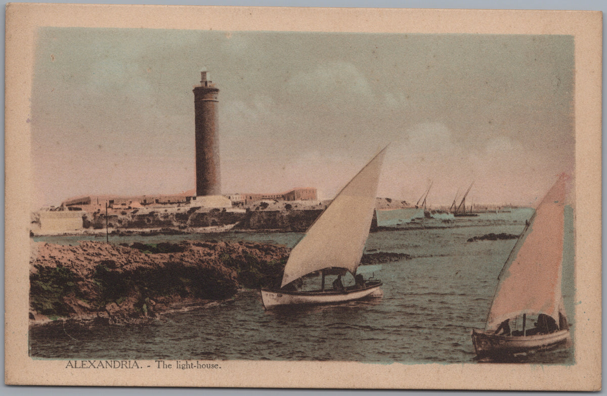 PC01190 | P19 | Alexandria — Lighthouse and Two Sailing Boats — front