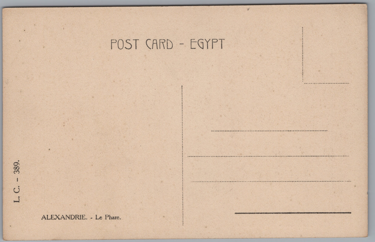 PC01190 | P19 | Alexandria — Lighthouse and Two Sailing Boats — reverse