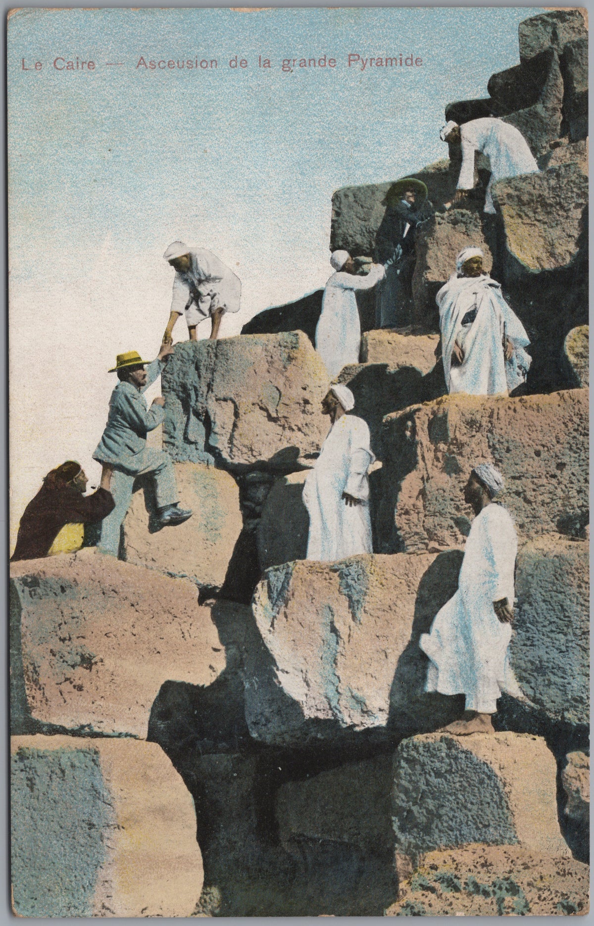 PC01220 | P22 | Giza — People Climbing Pyramid Blocks — front