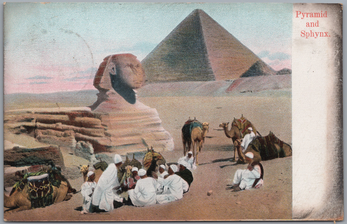 PC01243 | P25 | Giza — Visitors beside the Sphinx and Pyramid — front