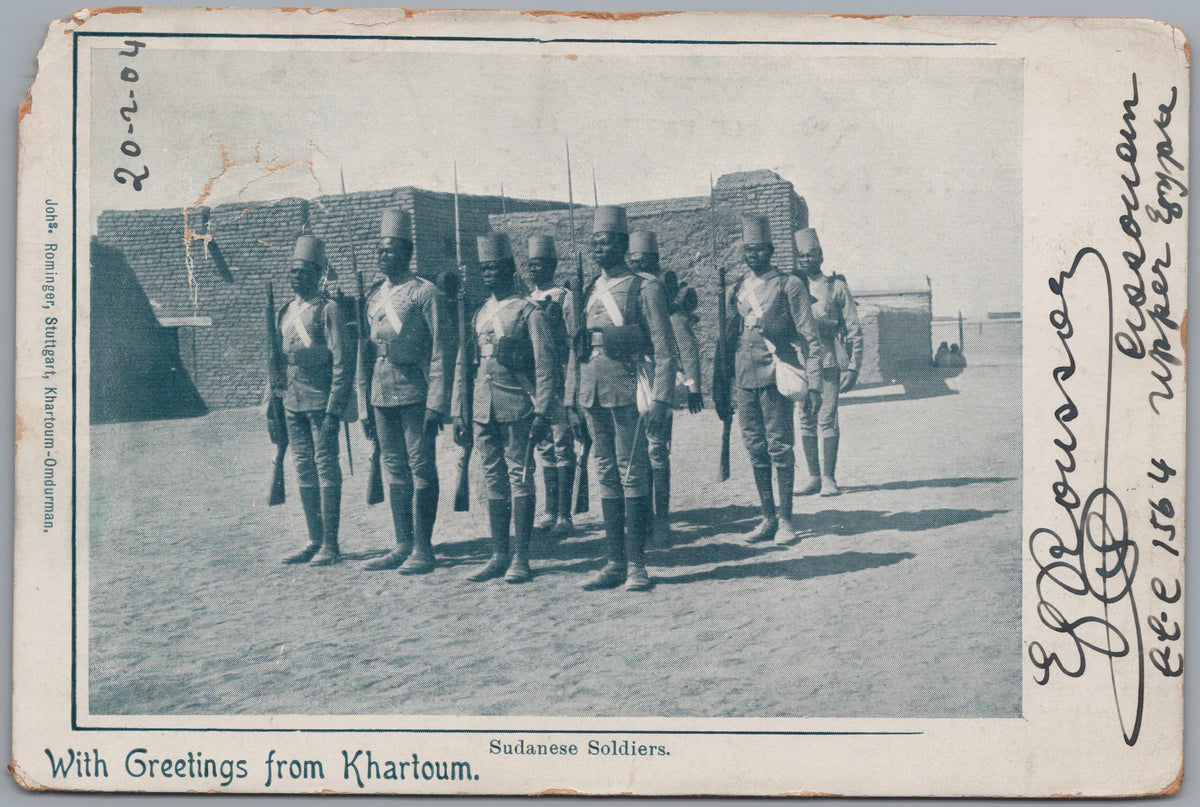 PC01319 | P32 | Khartoum, Sudan — Mounted Group with Greetings from Khartoum — front