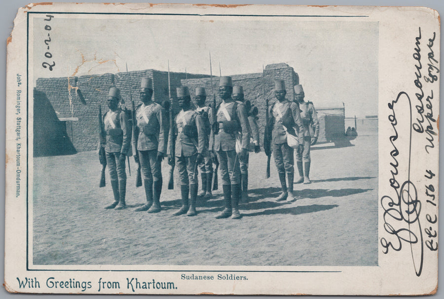Khartoum, Sudan — Mounted Group with Greetings from Khartoum