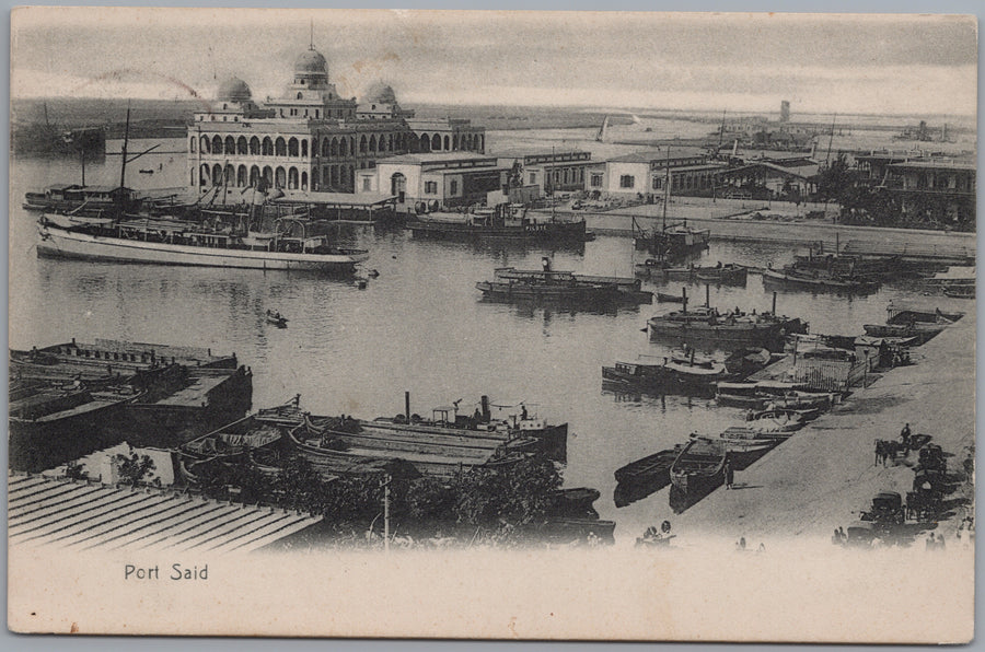 Port Said — Harbour Boats and Domed Waterfront Building