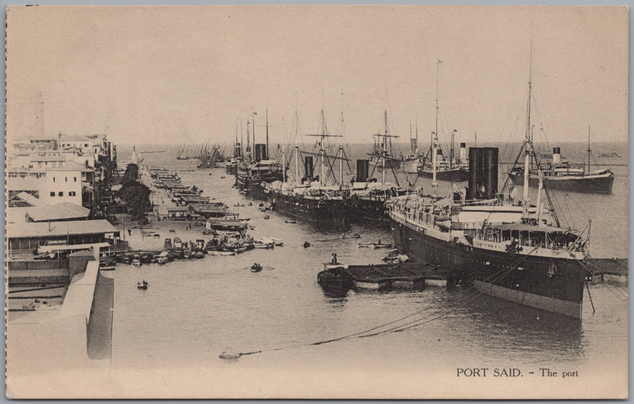 Port Said — Harbour Steamships and Lighthouse
