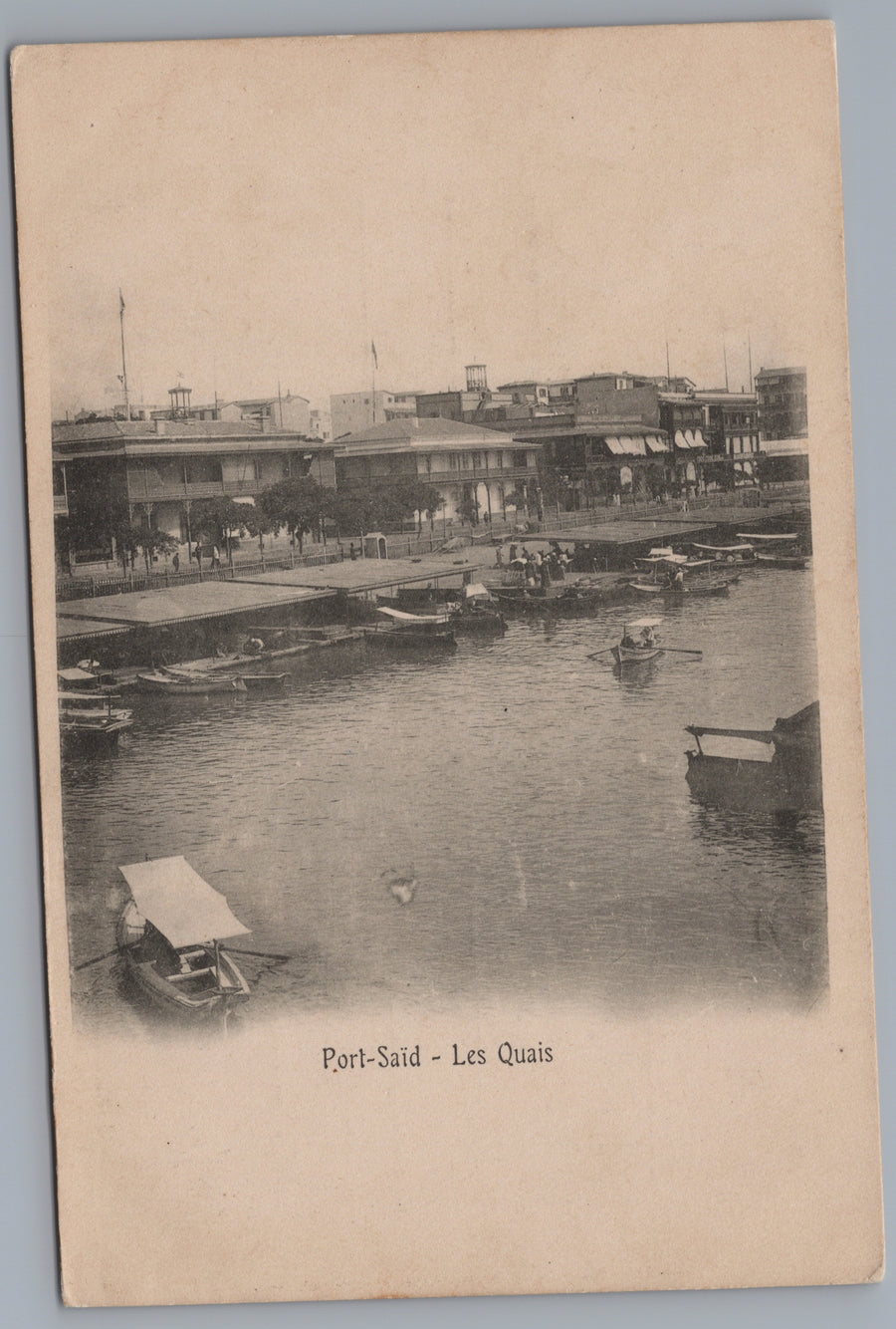 Port Said — Quayside Boats and Balconied Buildings