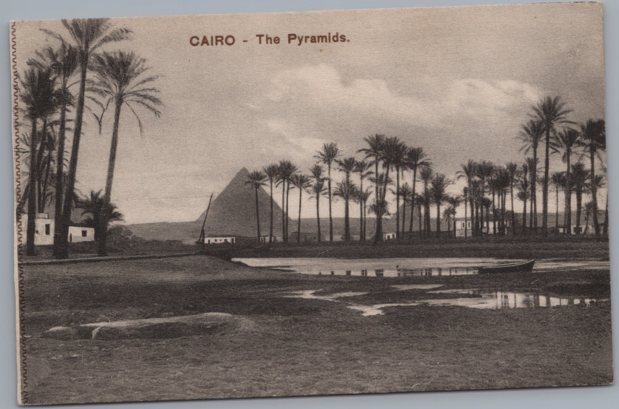 Giza — Pyramid beyond Palms and Water