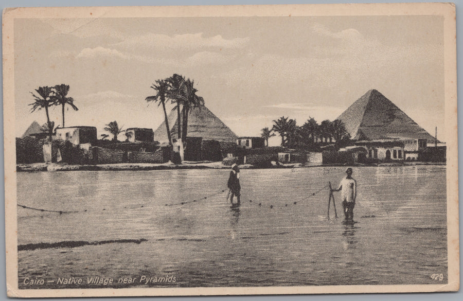 Giza — Village and Fishermen before the Pyramids