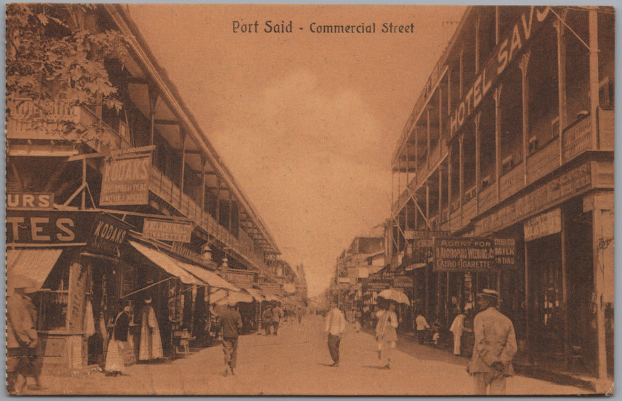 Port Said — Commercial Street with Shops and Hotels