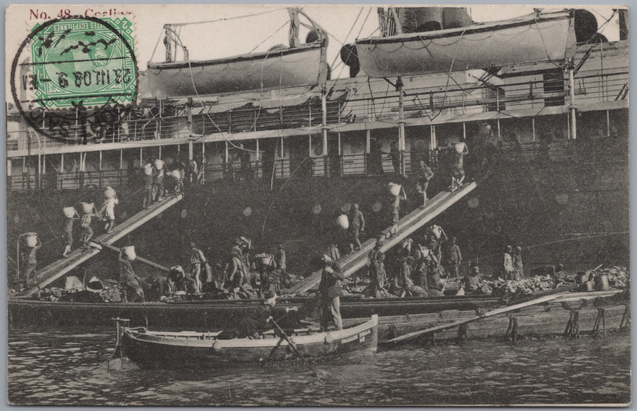 Port Said — Workers Coaling a Ship from Boats