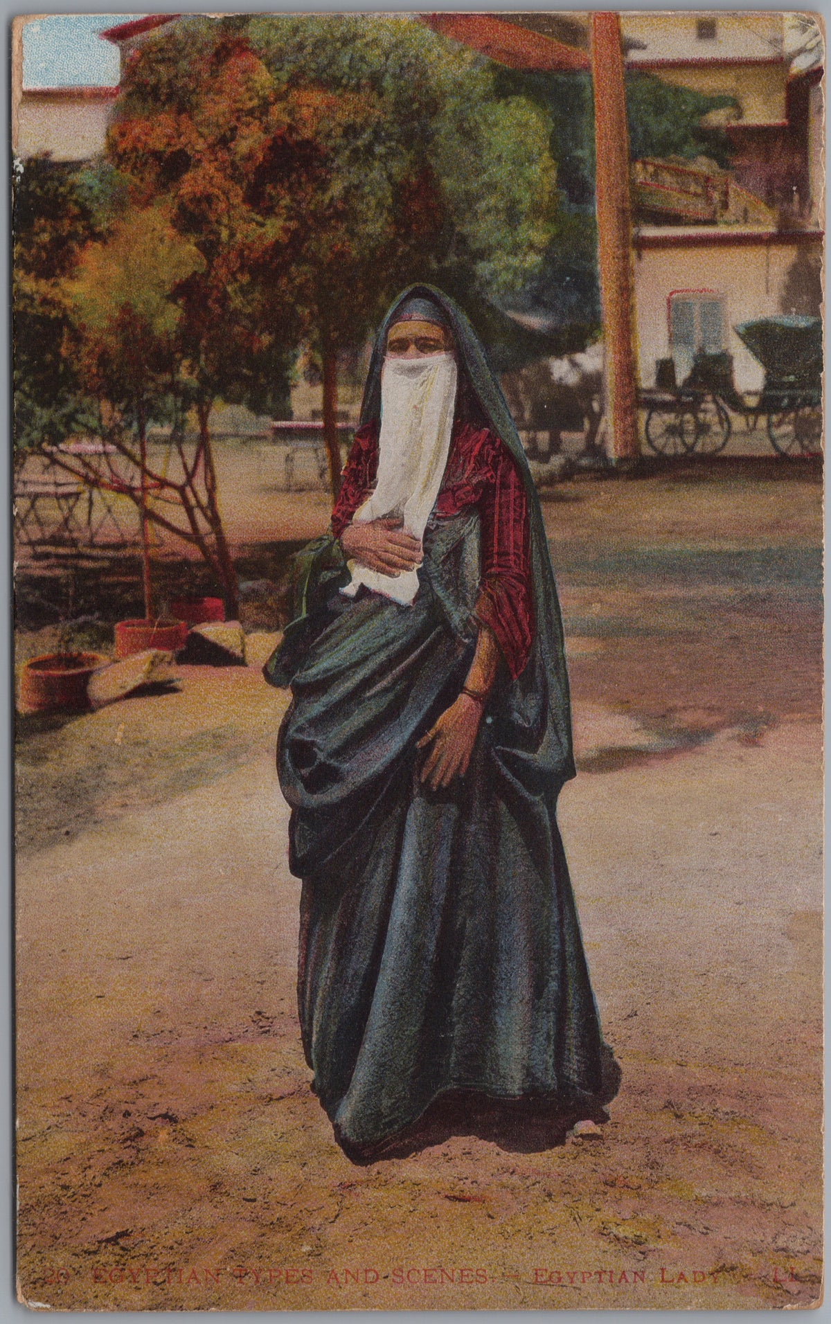 PC02157 front — Veiled Woman in an Outdoor Setting