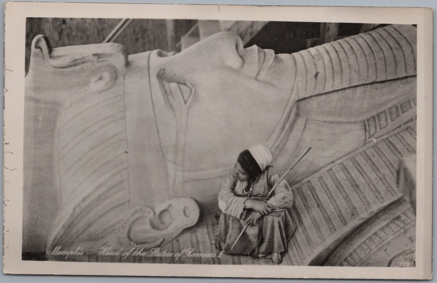 Memphis — Head of the Colossal Ramses Statue with Seated Figure