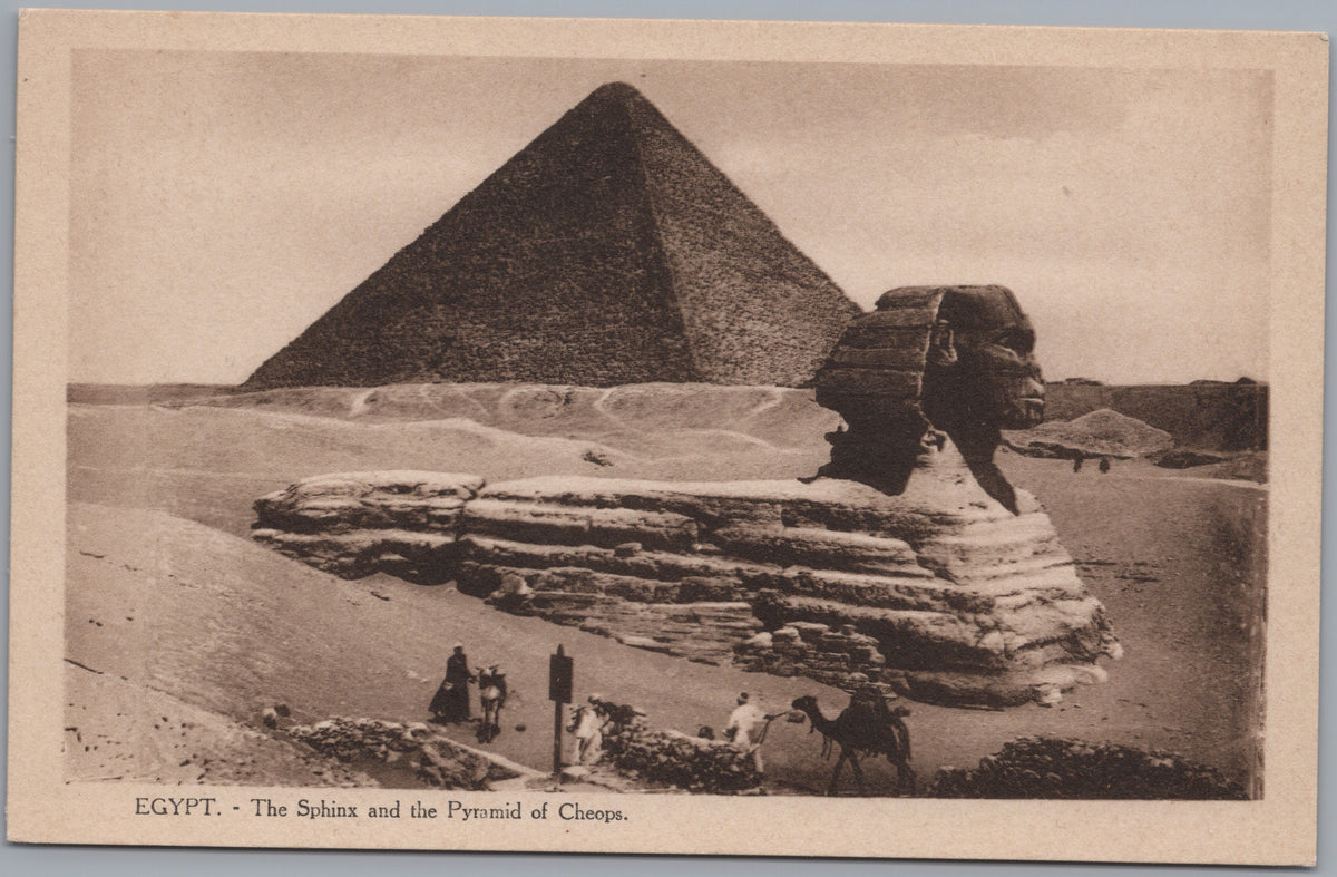 PC02203 front — Sphinx and Pyramid with Visitors in Sepia