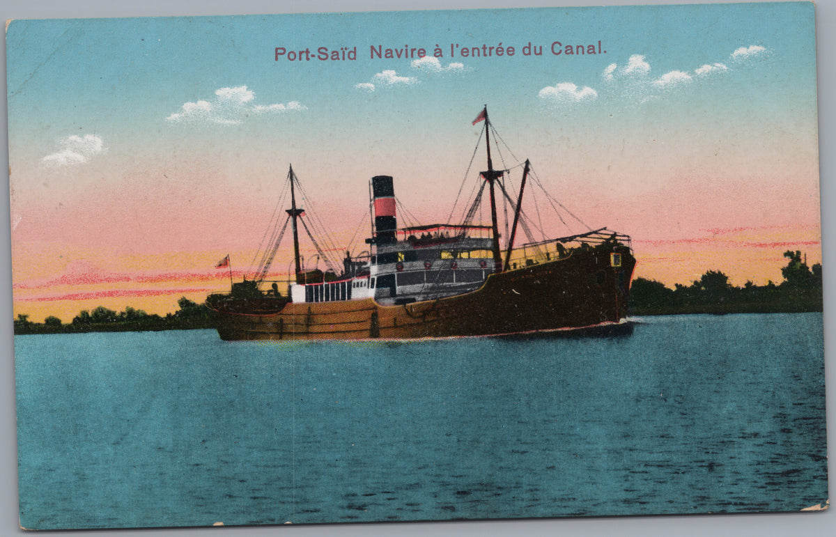 PC02313 front — Steamship at the Canal Entrance