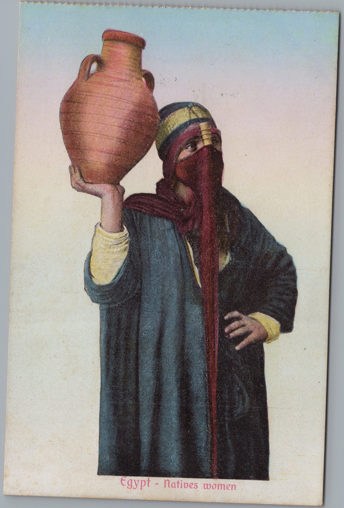 PC02329 front — Veiled Woman Carrying a Water Jar
