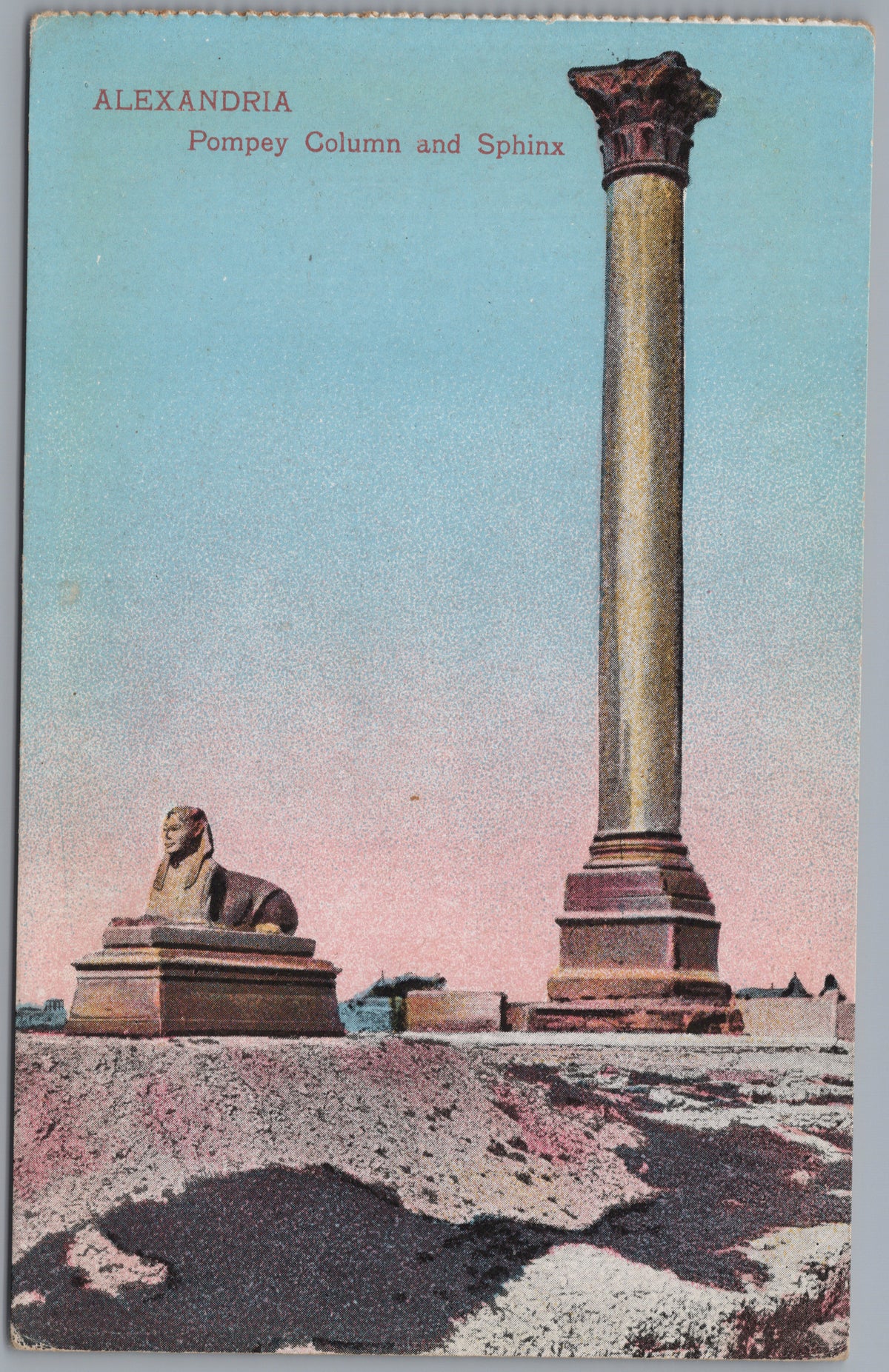 PC02366 front — Pompey's Pillar and Sphinx
