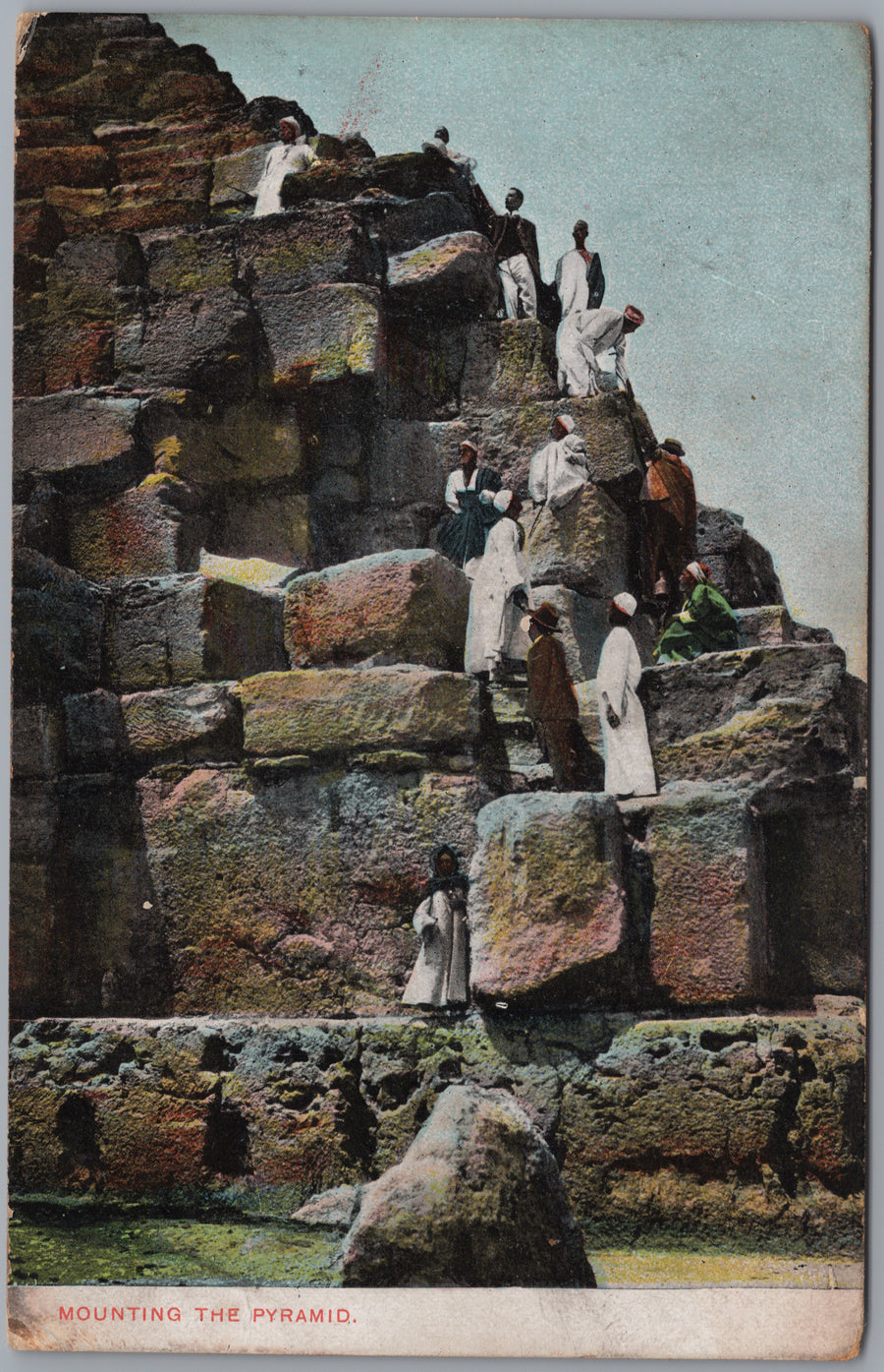 Giza — Climbers on Pyramid Stone Blocks