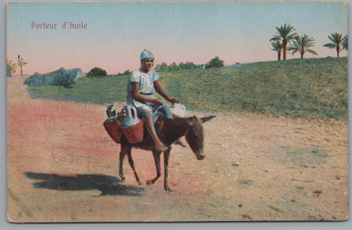PC02454 front — Oil Carrier Riding a Donkey