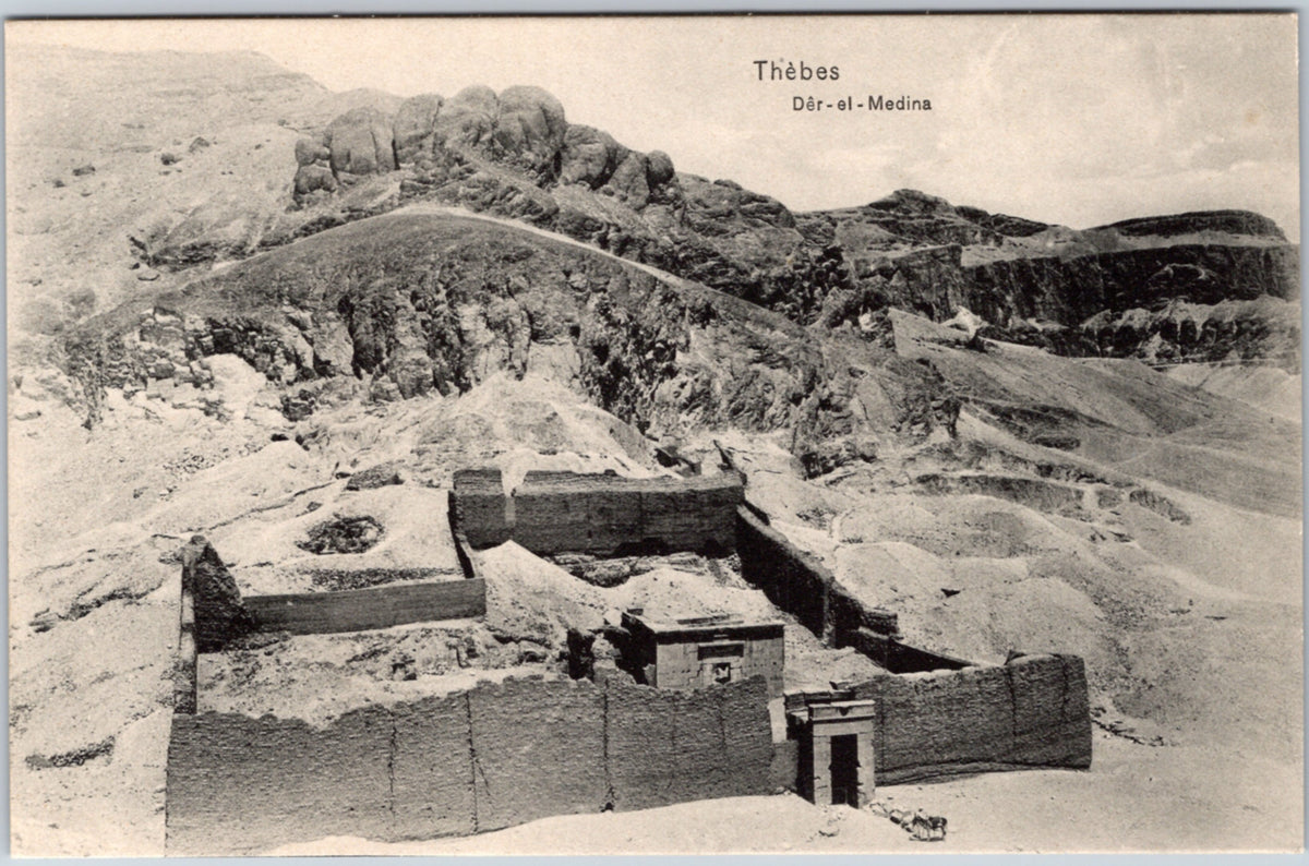 Thebes — Deir el-Medina Temple and Desert Hills — postcard front