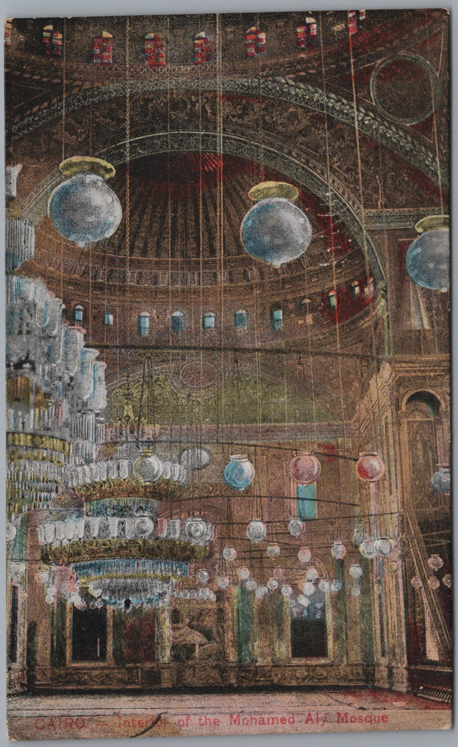 Cairo — Mosque Interior and Hanging Lamps