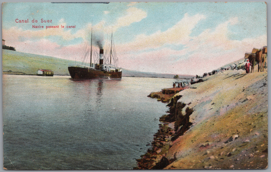 Suez Canal — Steamship beside the Bank