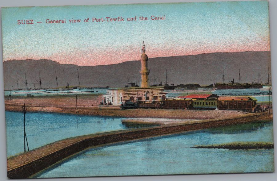 Suez — Port Tewfik Monument and Canal