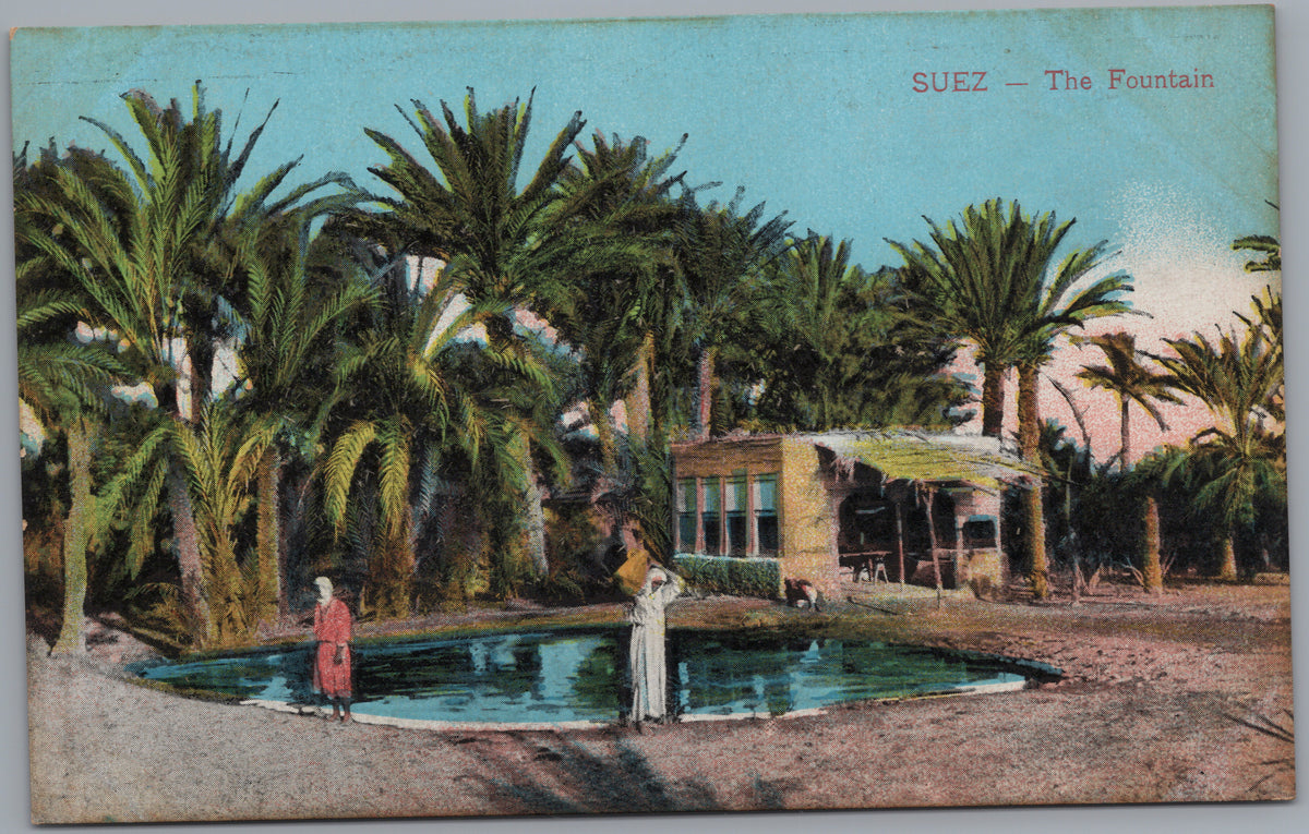 PC01135 | P14 | Suez — People beside a Palm Garden Pool — front
