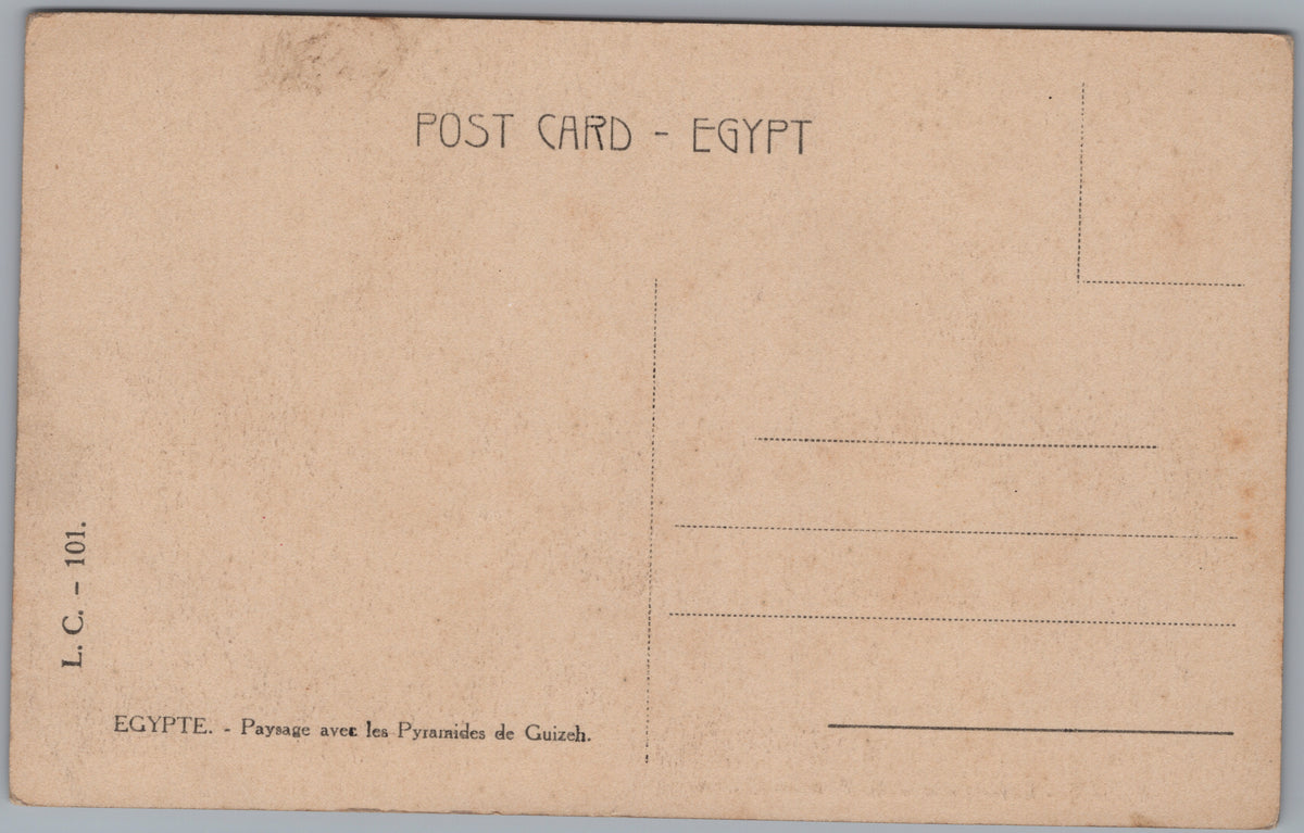 PC01162 | P17 | Giza — Palm Trees and Distant Pyramids — reverse