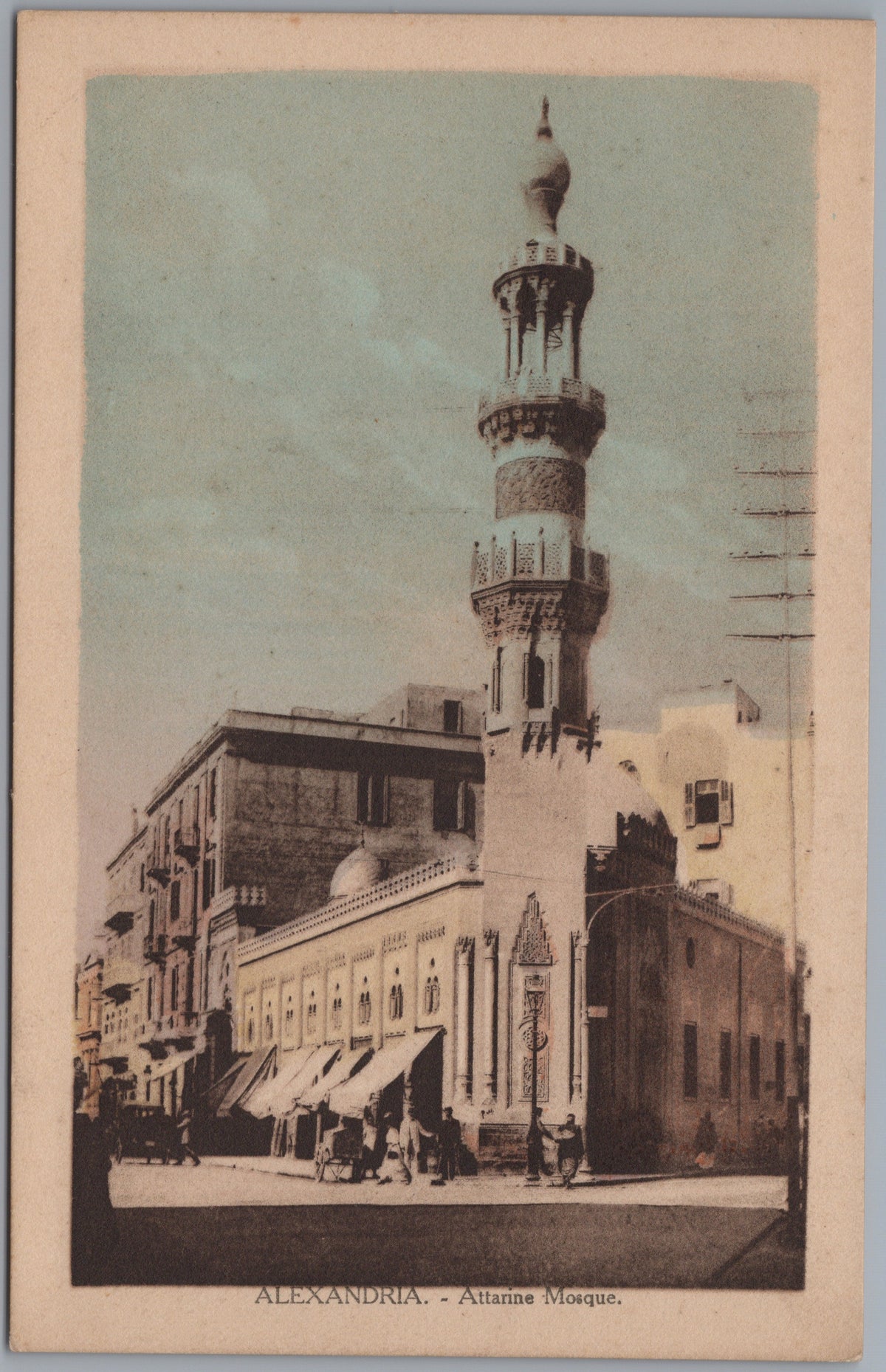 PC01166 | P17 | Alexandria — Mosque and Tall Minaret — front