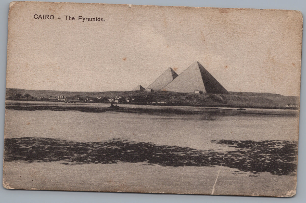 PC01318 | P32 | Giza — Pyramids across Open Water — front