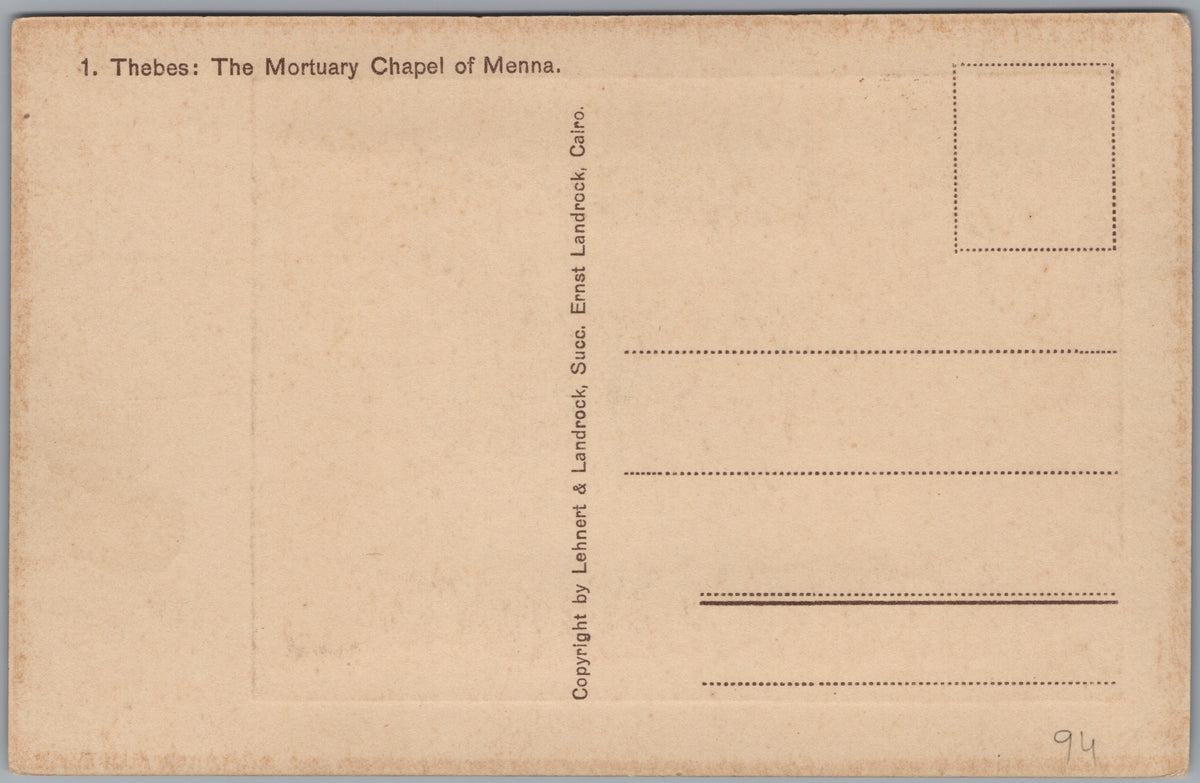PC01384 | P39 | Thebes — Menna Chapel Scene Christmas Greeting — reverse