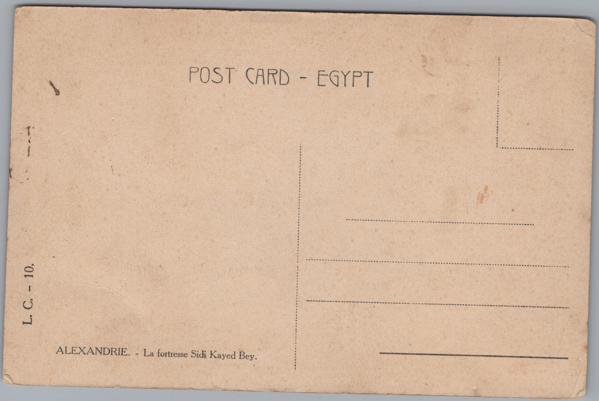 PC01433 | P44 | Alexandria — Fishing Boats and Coastal Fort — reverse