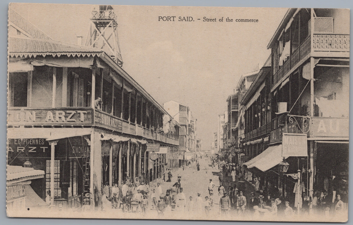 PC02028 front — Rue du Commerce Crowd and Shop Signs