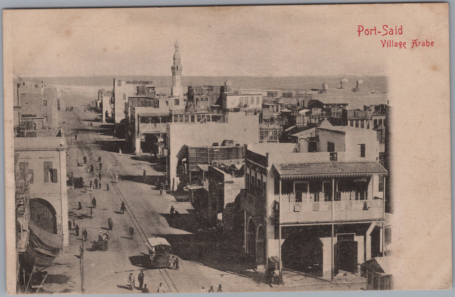 Port Said — Arab Quarter Rooftops and Street Tram