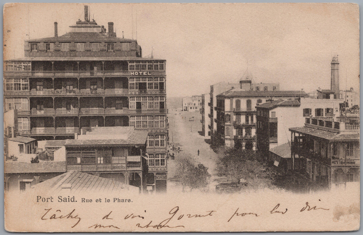 PC02110 front — Rue de la Phare with Hotel and Lighthouse