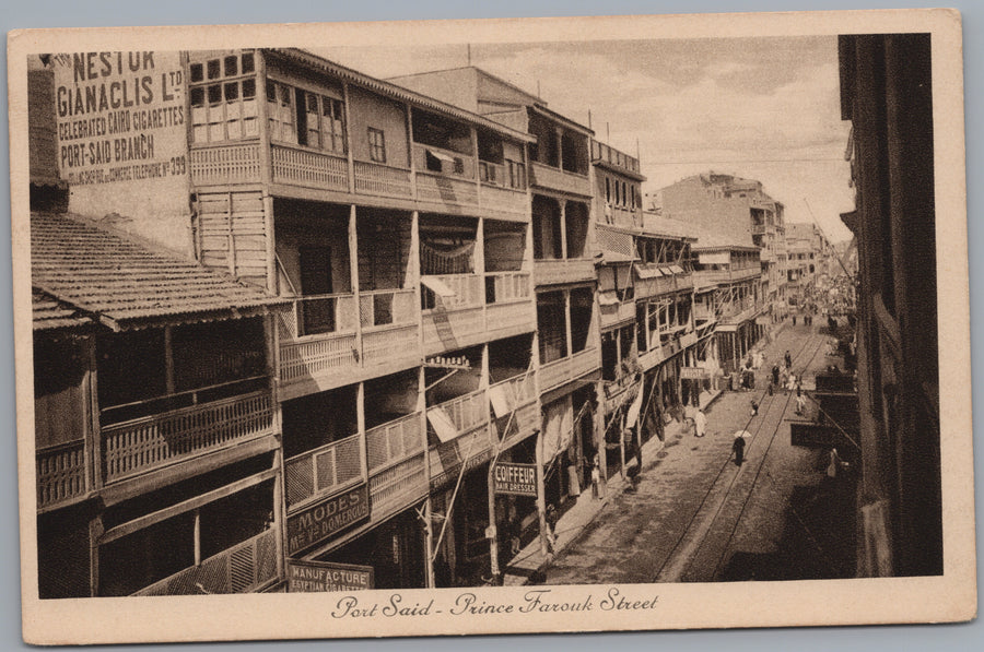 Port Said — Prince Farouk Street and Wooden Balconies