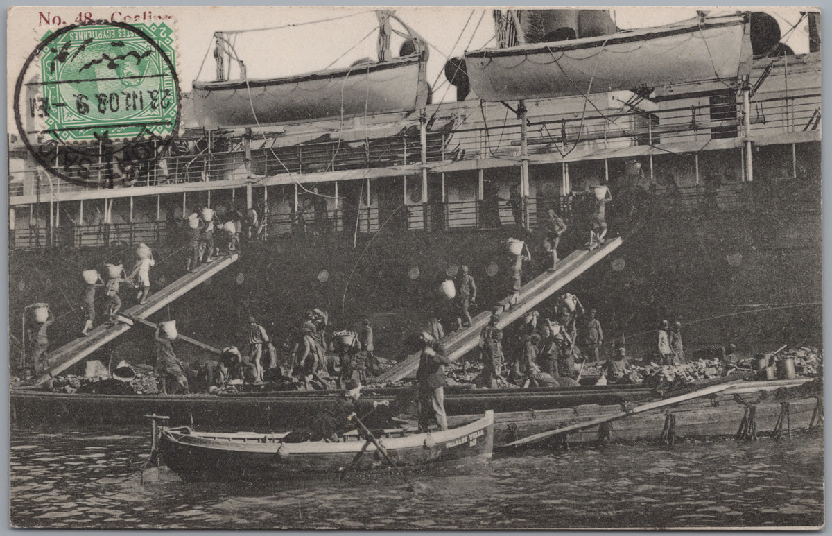PC02119 front — Workers Coaling a Ship from Boats