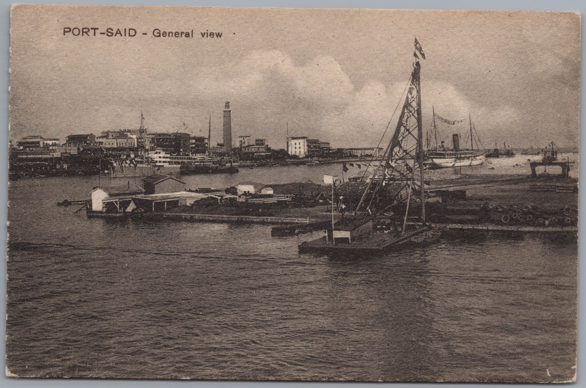 PC02126 front — Harbour Crane and Distant Lighthouse