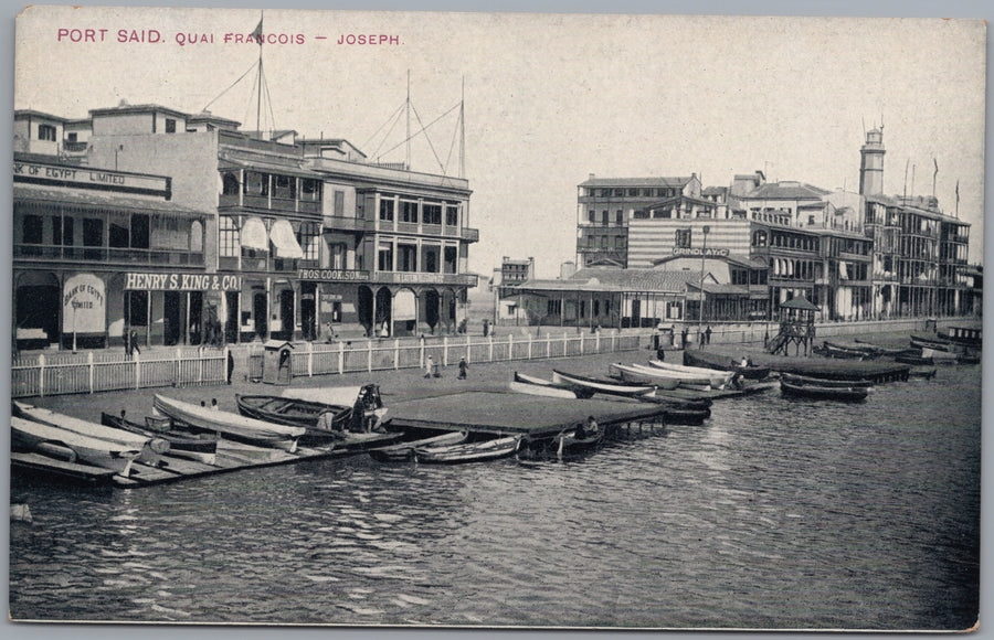 Port Said — Quai François-Joseph with Shops and Rowboats