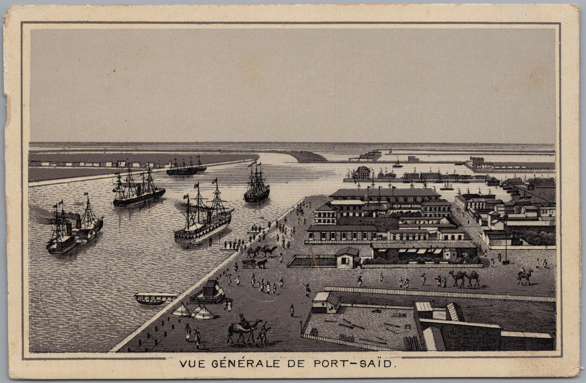 PC02148 front — Illustrated Harbour Panorama and Sailing Ships