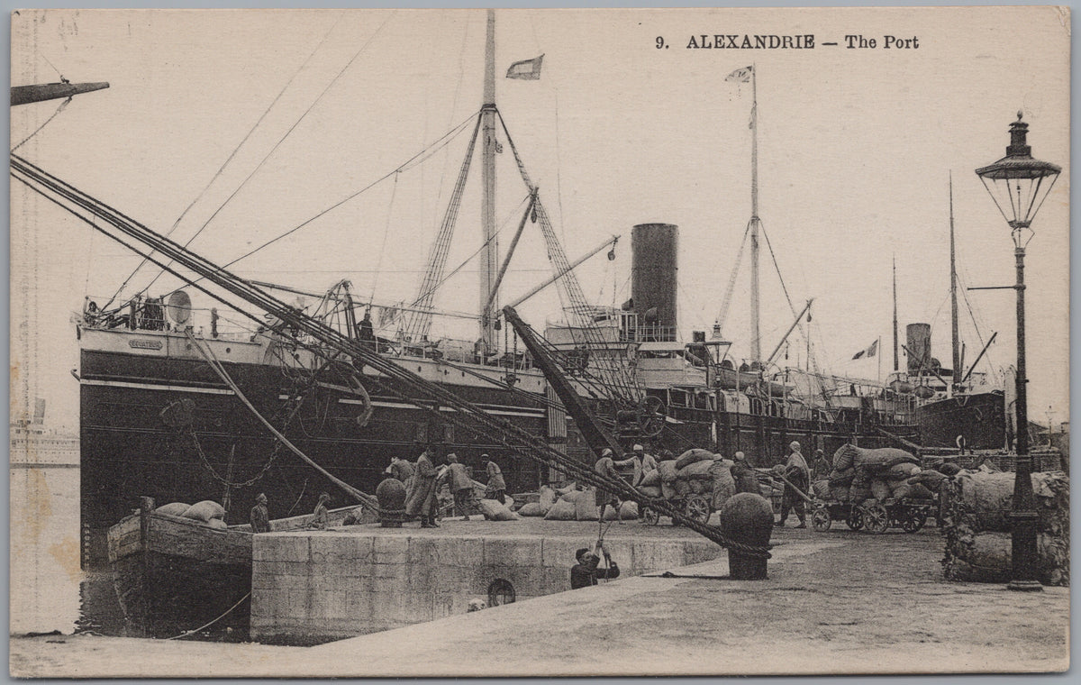 PC02210 front — Port Steamship, Quayside Workers and Cargo