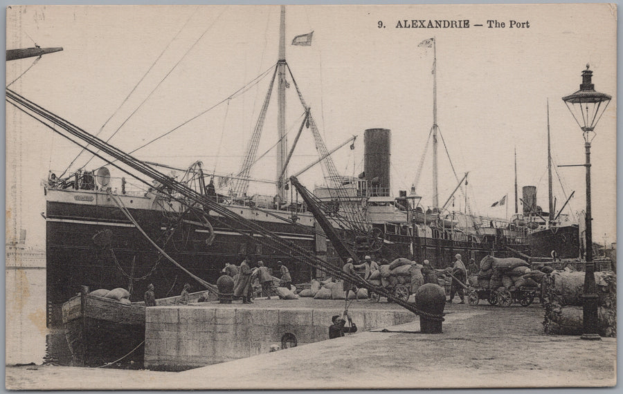 Alexandria — Port Steamship, Quayside Workers and Cargo