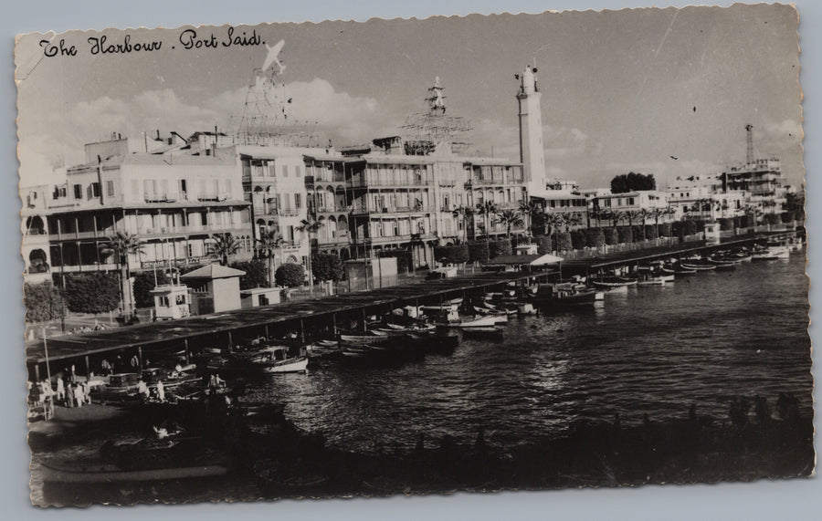 Port Said — Harbour Buildings and Moored Boats