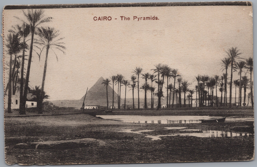 Giza — Pyramid beyond Palms and Water