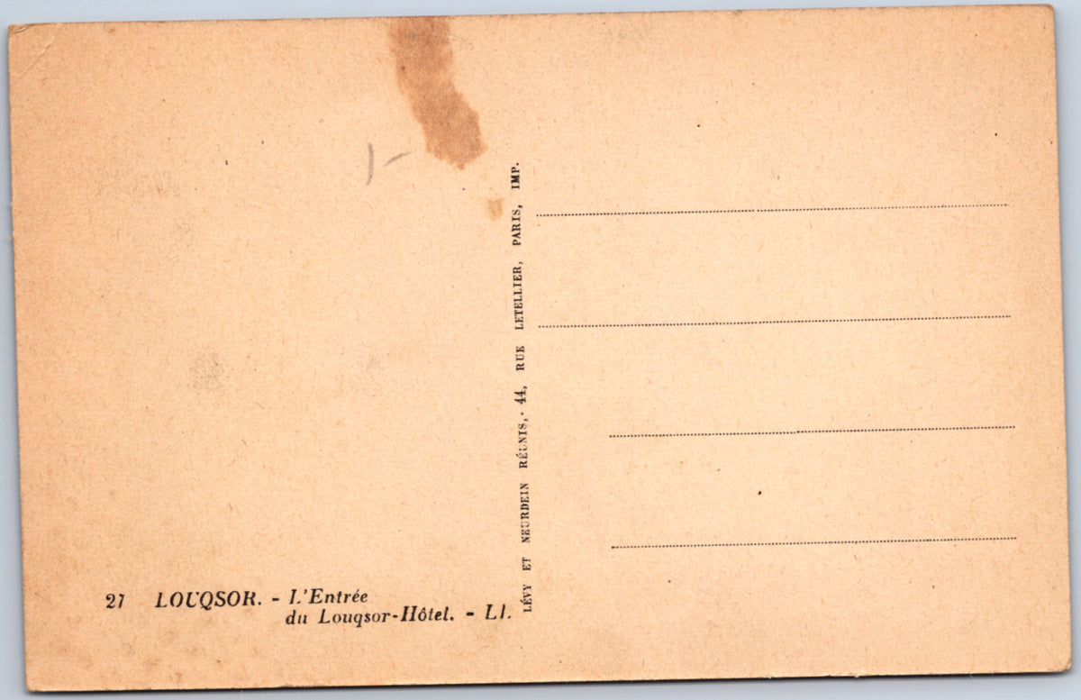 Luxor — Entrance to the Luxor Hotel — postcard reverse